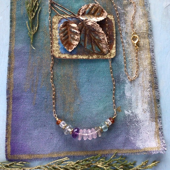 Genuine Gemstones Rose Quartz Moonstone Aquamarine Sundance Charm Necklace - Picture 11 of 13